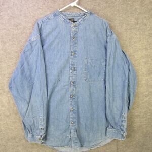 Eddie Bauer Denim Shirt Mens Tall 2XL Button Up Long Sleeve Workwear Vintage